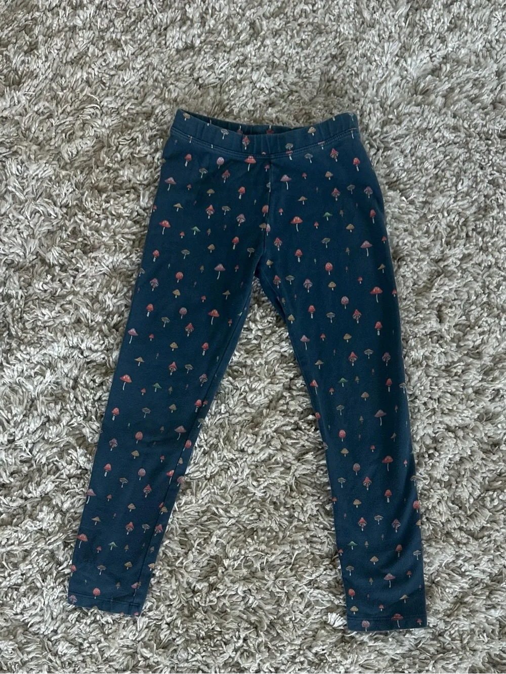 Gymboree Navy Leggings with Pink and Green Mushroom Print